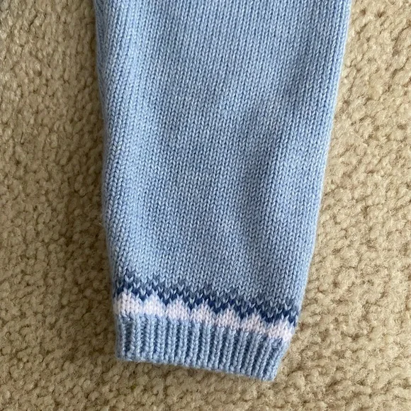 Baby blue boy knit suspender pants size 6-9 months